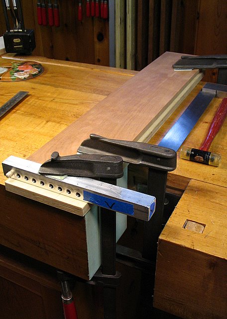 Set-up for Drilling Dowel Holes in Sides